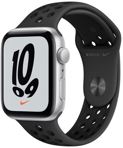 Apple Watch Nike Series 6 Aluminium 44 mm (2020) GPS silver Sportband svart