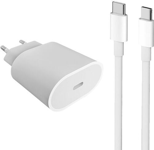 Snabbladdare (20W)  Laddningssladd (USB-C + USB-C) vit