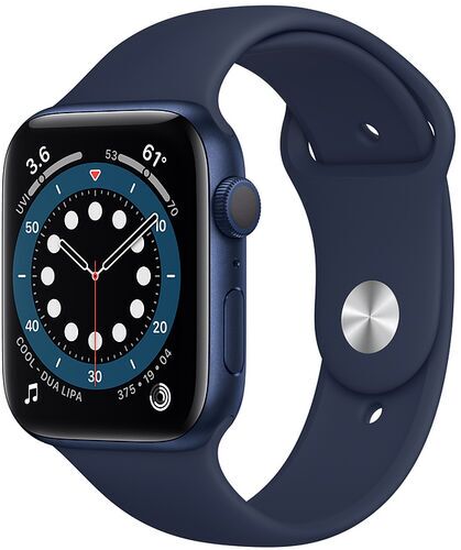 Apple Watch Series 6 Aluminium 44 mm (2020) GPS blå Sportband Djupblå marin