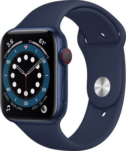 Apple Watch Series 6 Aluminium 44 mm (2020) GPS + Cellular blå Sportband Djupblå marin