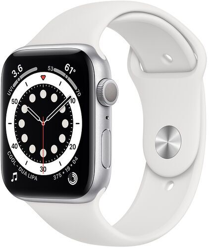 Apple Watch Series 6 Aluminium 44 mm (2020) GPS + Cellular silver Sportband vit