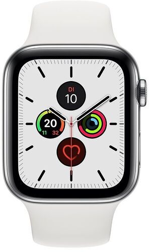 Apple Watch Series 5 (2019) 40 mm Rostfritt stål GPS + Cellular silver Sportband vit