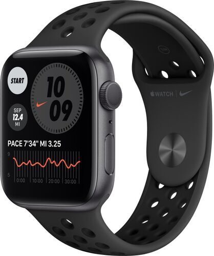 Apple Watch Nike Series 6 Aluminium 44 mm (2020) GPS rymdgrå Sportband svart