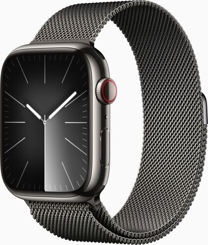 Apple Watch Series 9 Rostfritt stål 45 mm (2023) GPS + Cellular grafit Milanesisk armband grafit