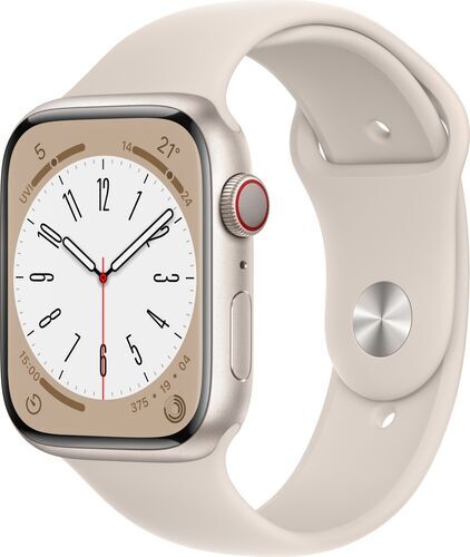 Apple Watch Series 8 Aluminium 45 mm (2022) GPS + Cellular Stjärnglans Sportband Stjärnglans S/M