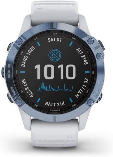 Garmin Fenix 6 Pro Solar (2020) Rostfritt stål blue/vit