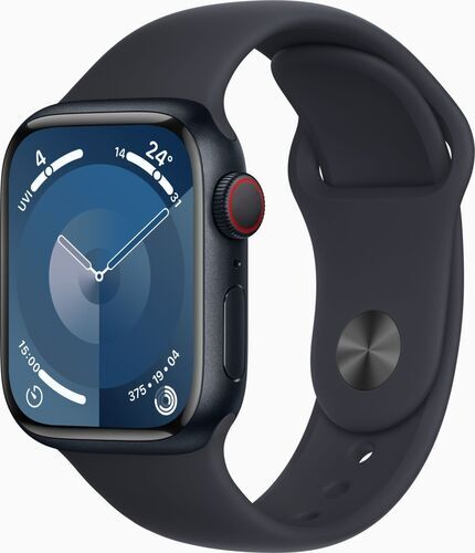 Apple Watch Series 9 Aluminium 41 mm (2023) GPS + Cellular Midnatt Sportband Midnatt M/L