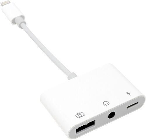 USB Lightning till 3-portars OTG-adapter vit