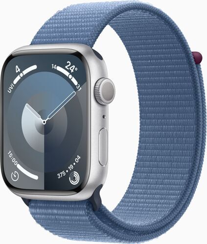 Apple Watch Series 9 Aluminium 45 mm (2023) GPS silver Sportloop vinterblå