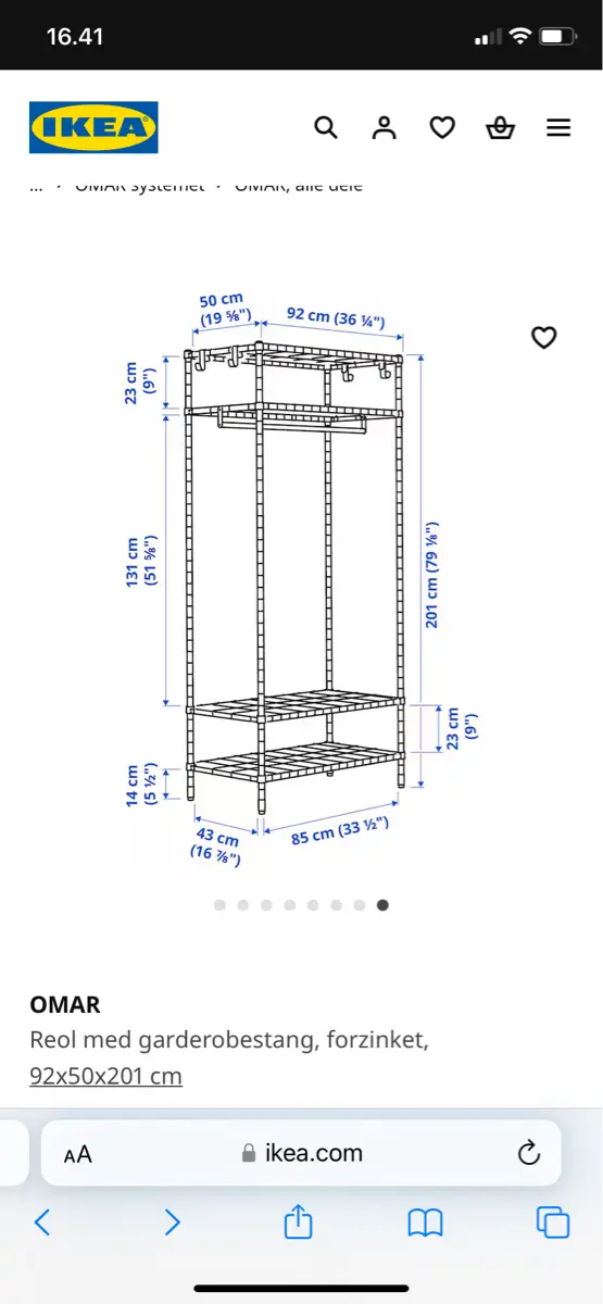 IKEA Omar reol til tøj