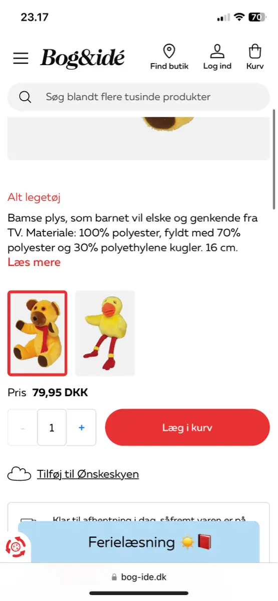 KREA Bamse tøjdyr