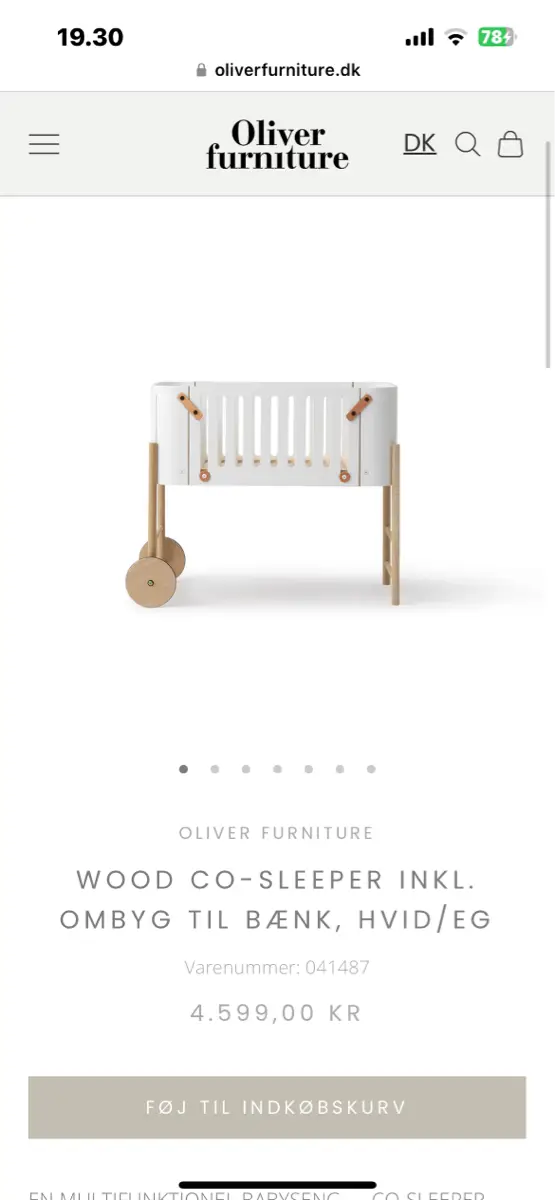 Oliver Furniture Vugge / bedside / bænk