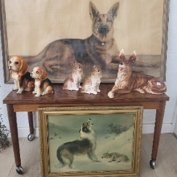 Vintage Porcelæns hunde og billeder