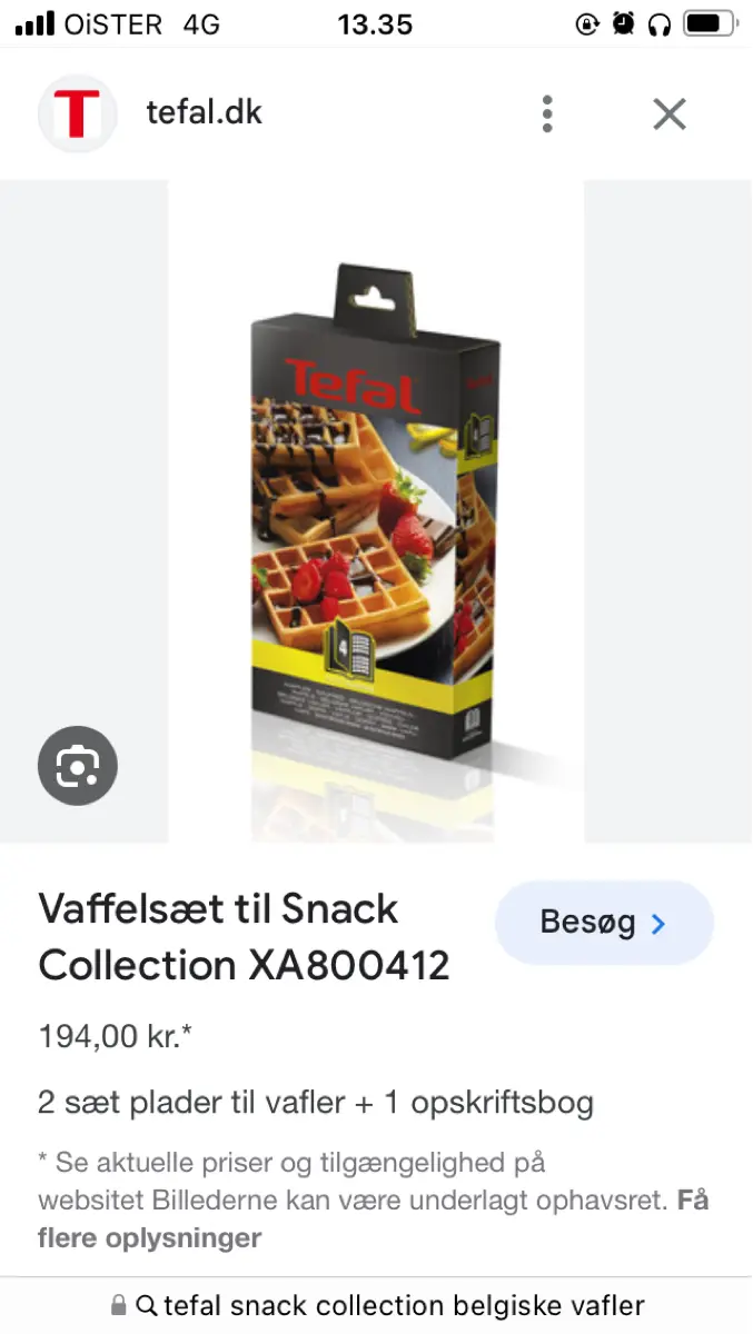 Tefal snack collection vaffel Plade