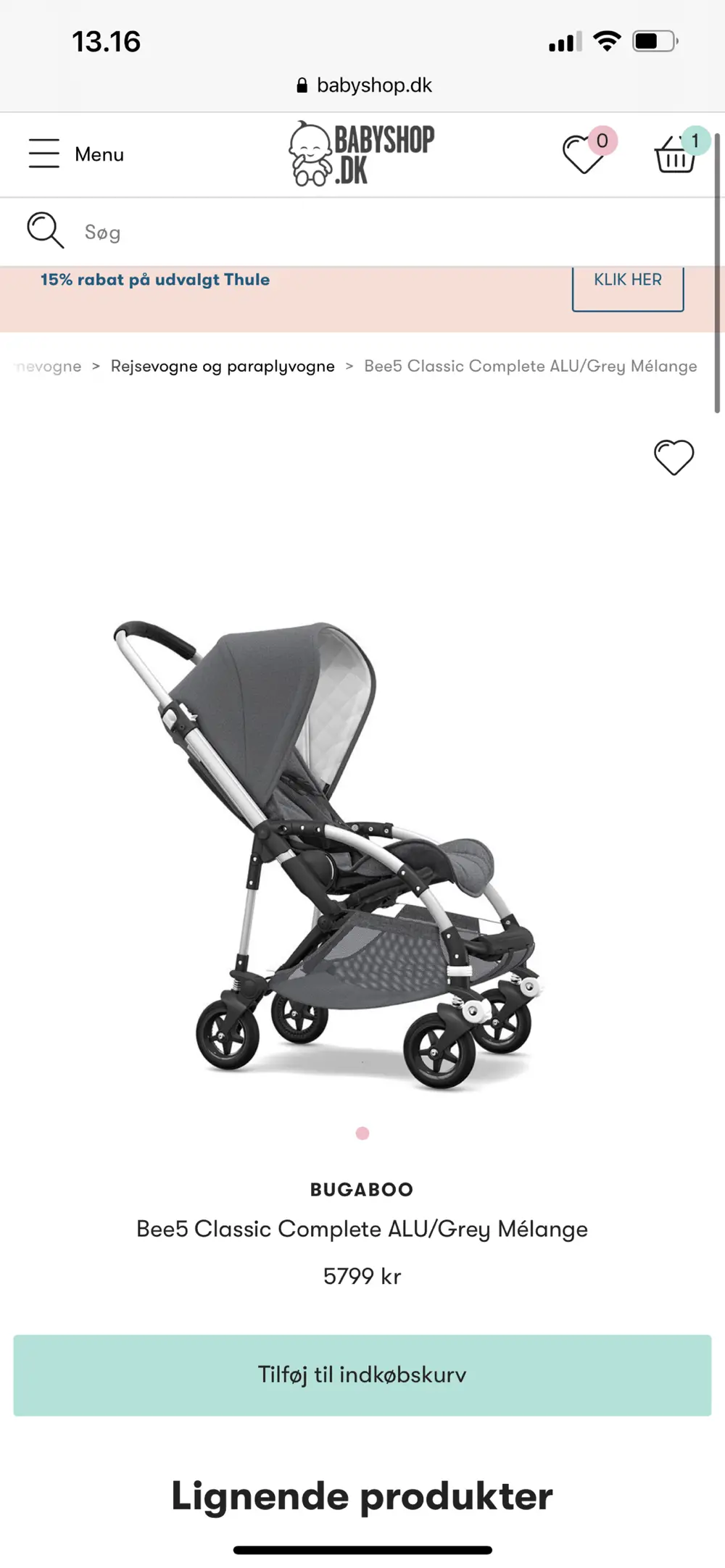 Bugaboo Klapvogn med liftdel