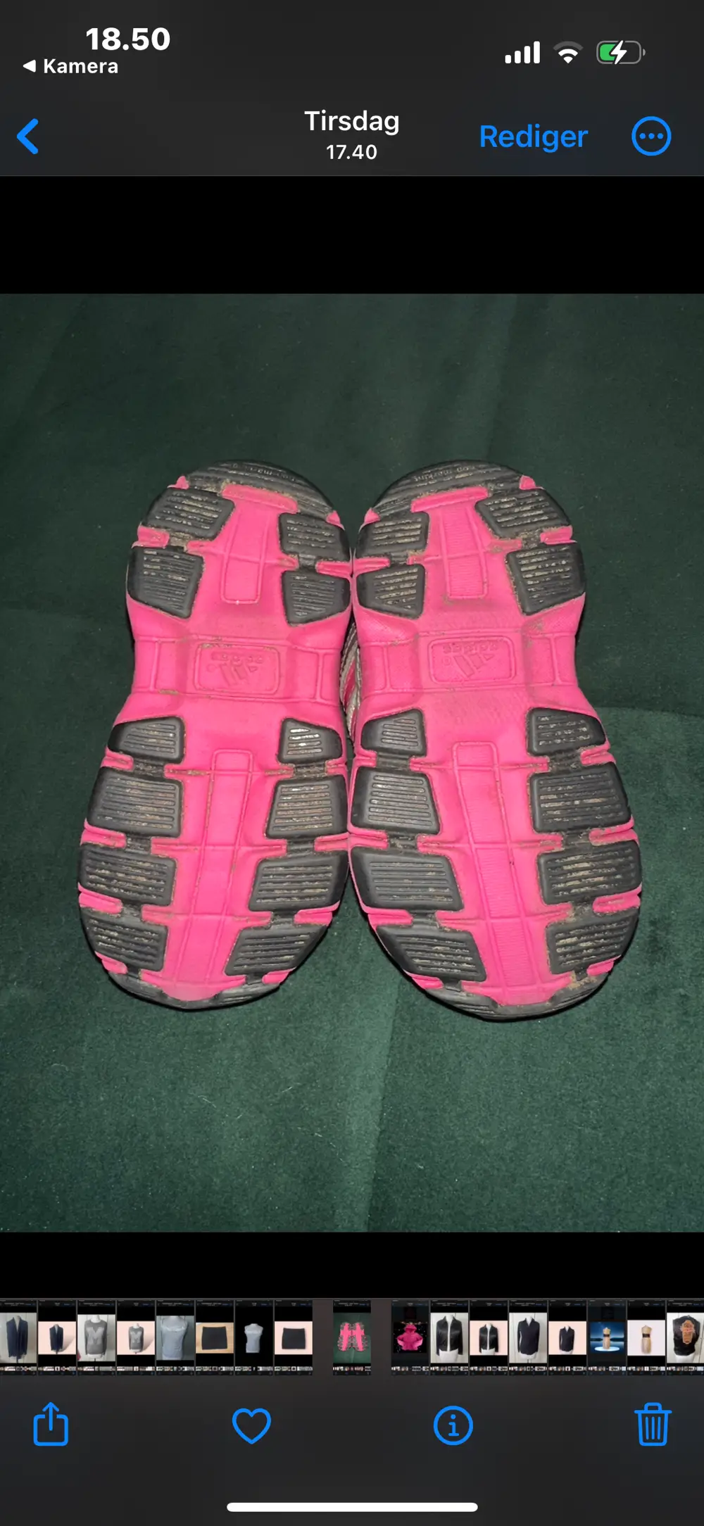 Adidas pink grå 22 sko kondisko sneakers måler 133 l