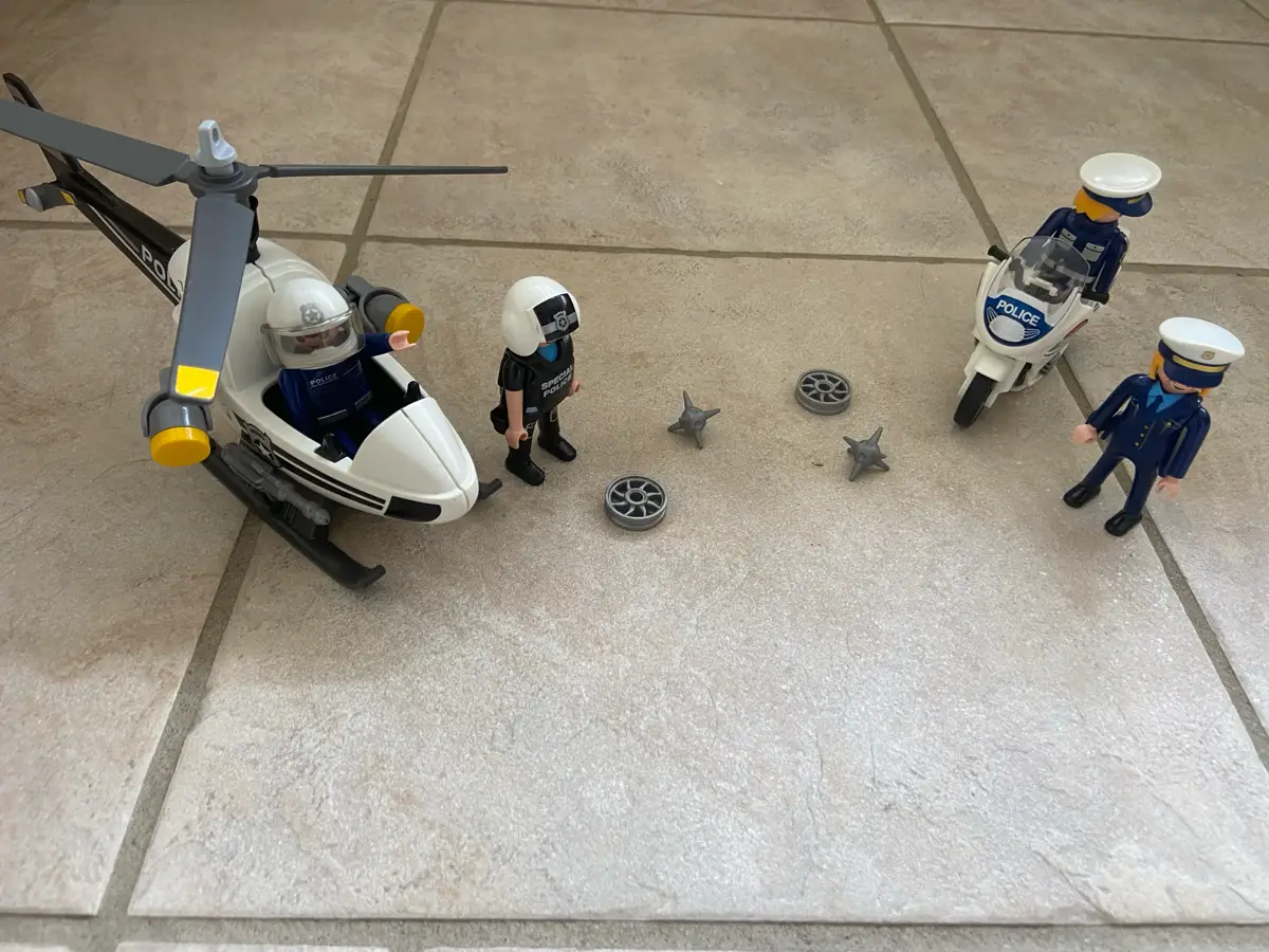 Playmobil Politi helikopter motorcykel