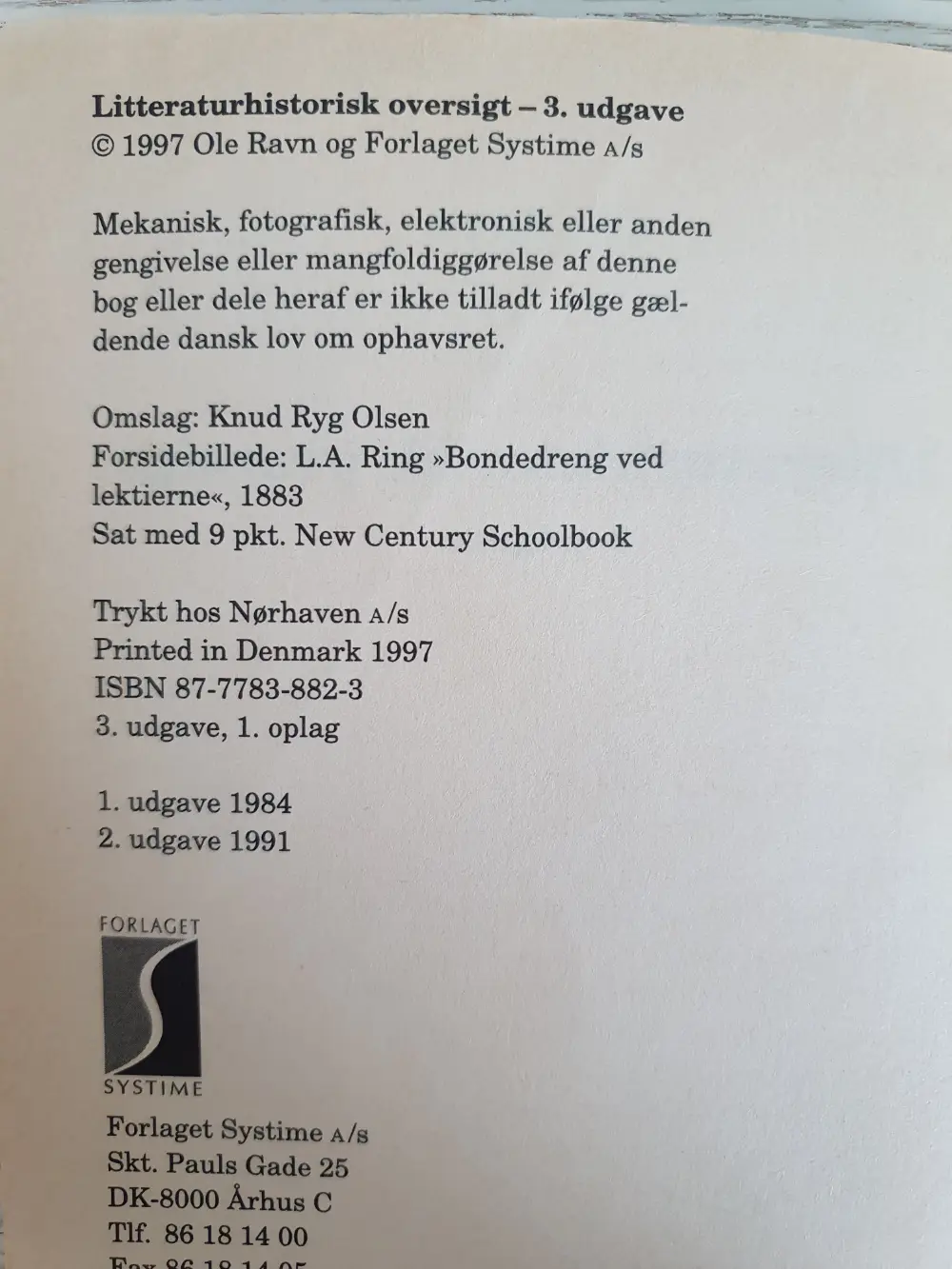 Litteraturhistorisk Oversigt opslagsbog