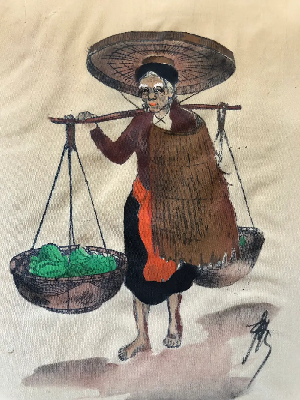Asiatisk maleri Ældre asiatisk motiv - Bonde