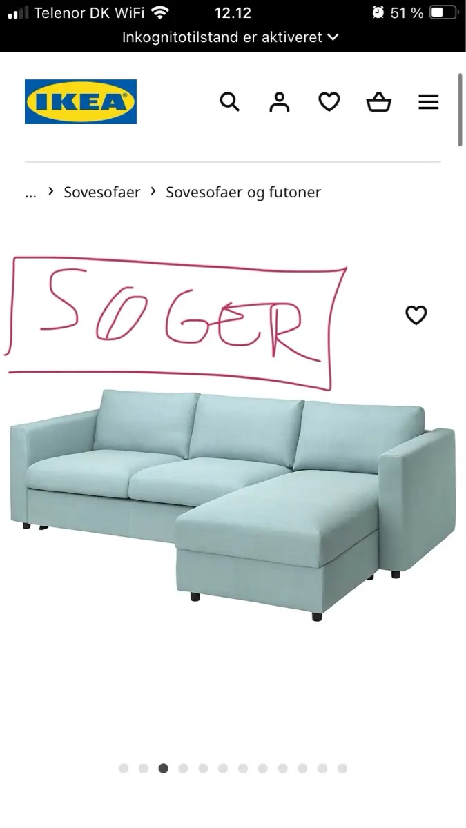 IKEA Betræk til sovesofa