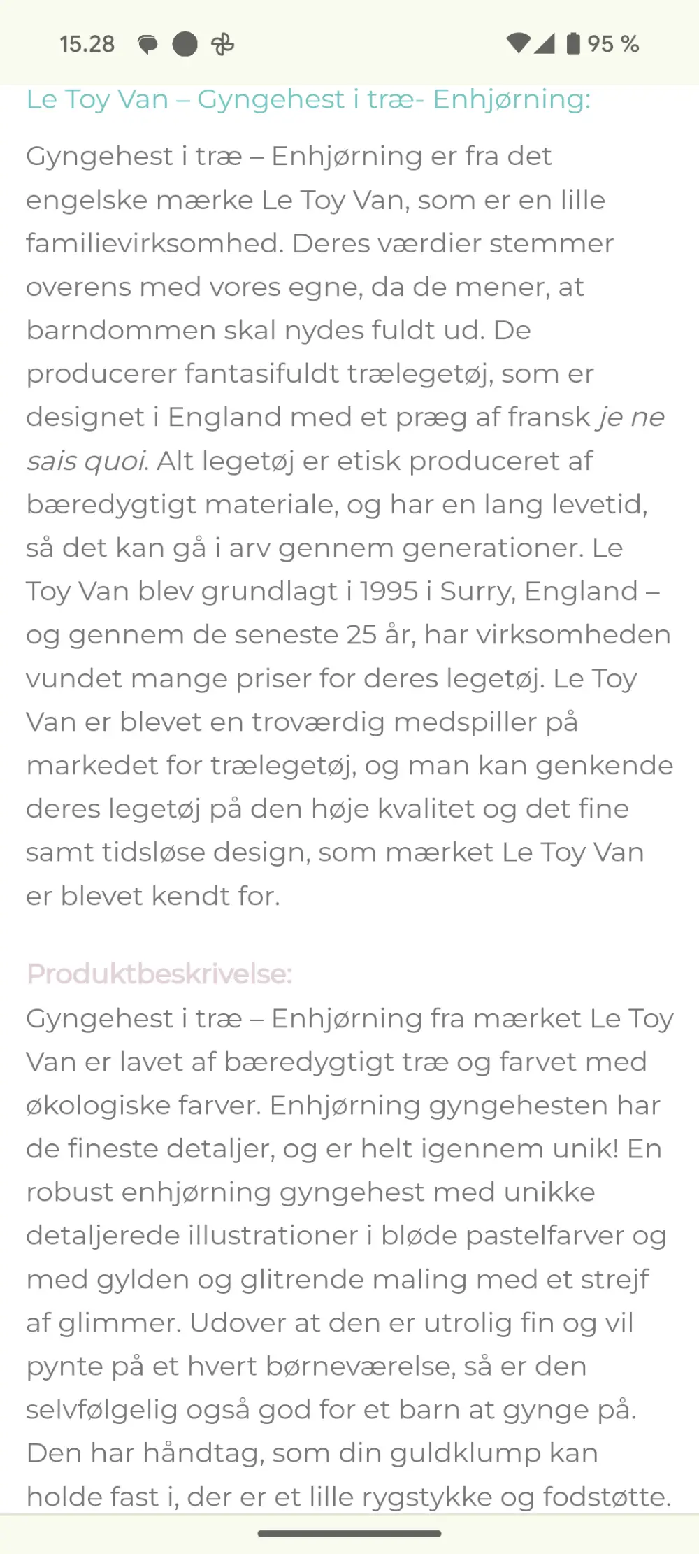 Le Toy Van Gyngehest Massivt træ - Enhjø