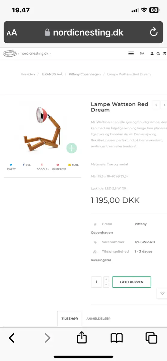 Piffany Copenhagen Mr Wattson lampe