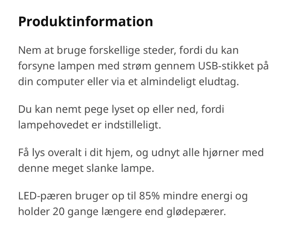 IKEA LED Skivebordslampe