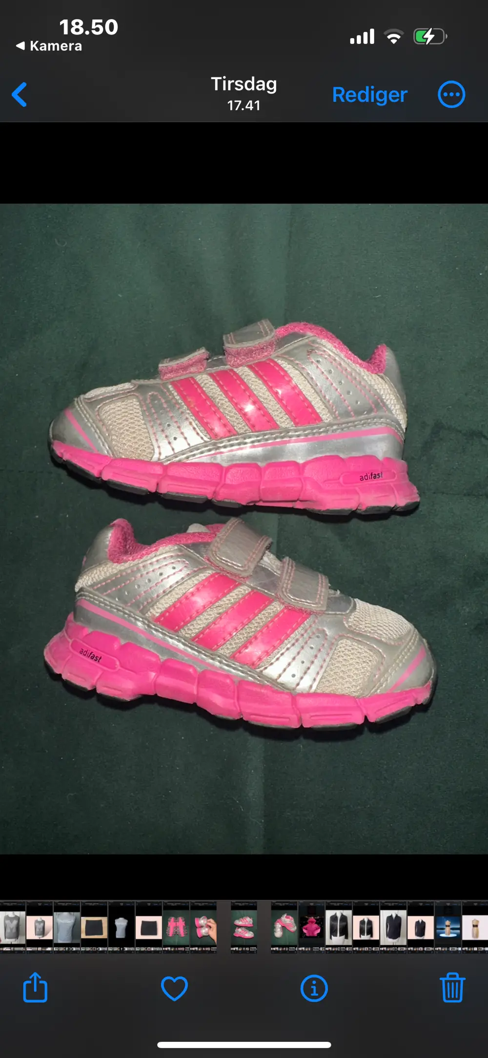 Adidas pink grå 22 sko kondisko sneakers måler 133 l