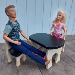 Barbie Pakke med bil møbler og dukke