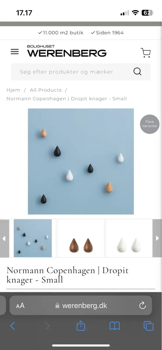 Normann Copenhagen Dråbe dropit knage sort 4 stk