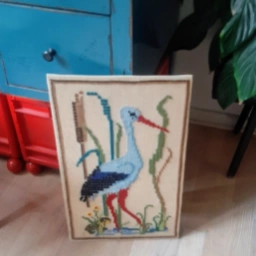 Broderet stork Retro