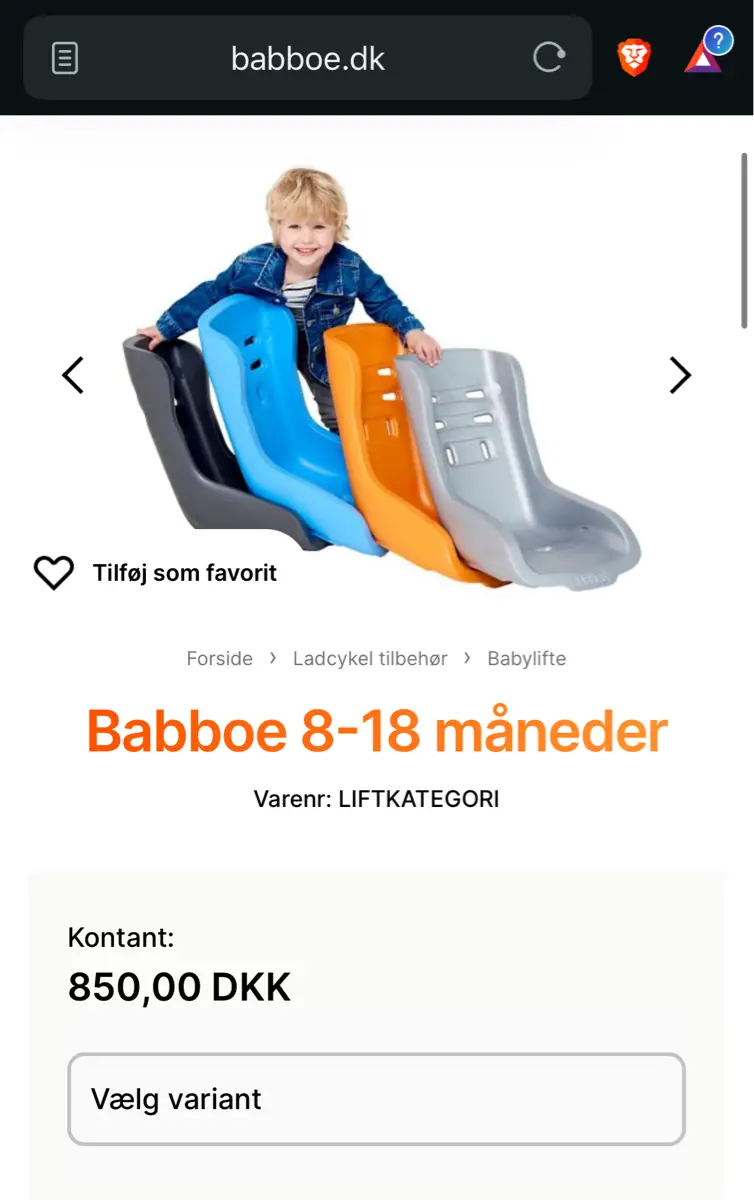 Babboe Babyindsats / babylift