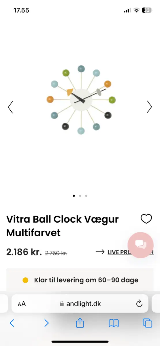 Vitra Ball Clock Multifarvet Væg ur