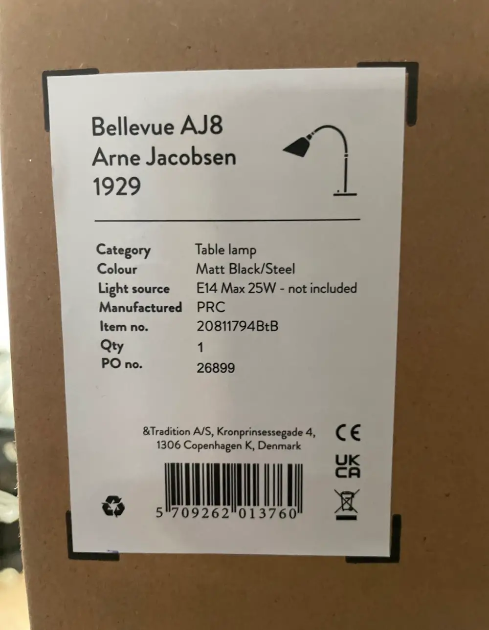 Arne jacobsen Bordlampe