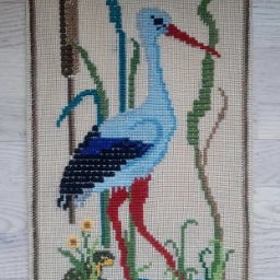 Broderet stork Retro