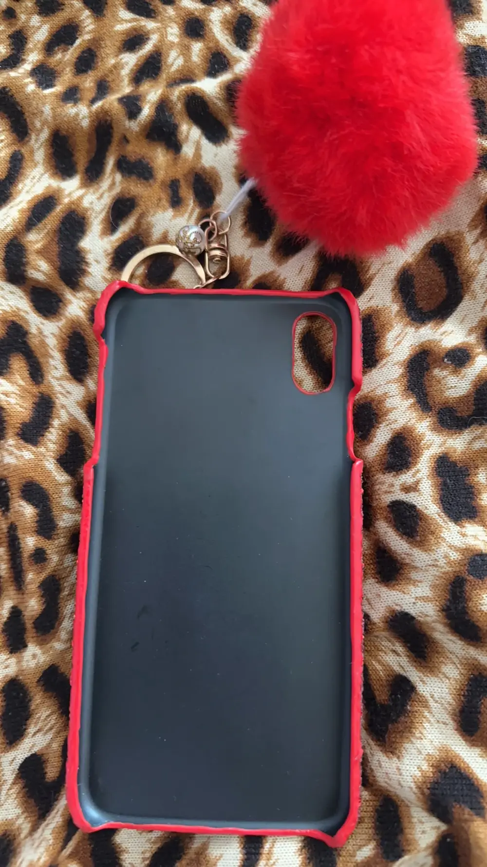 Iphone xs Max pro Rødt glimmer cover m/ pompon