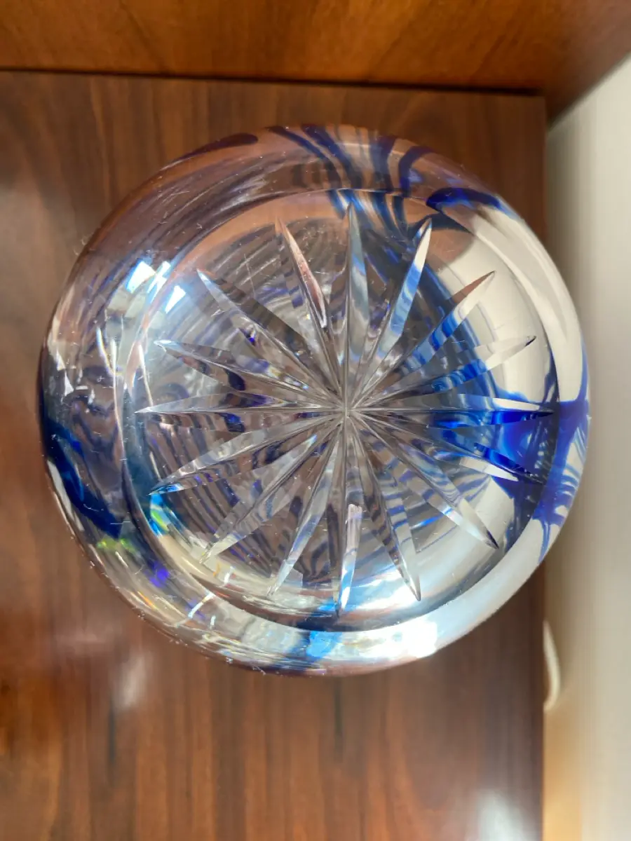 Polsk krystal Smuk stor krystalvase m blå