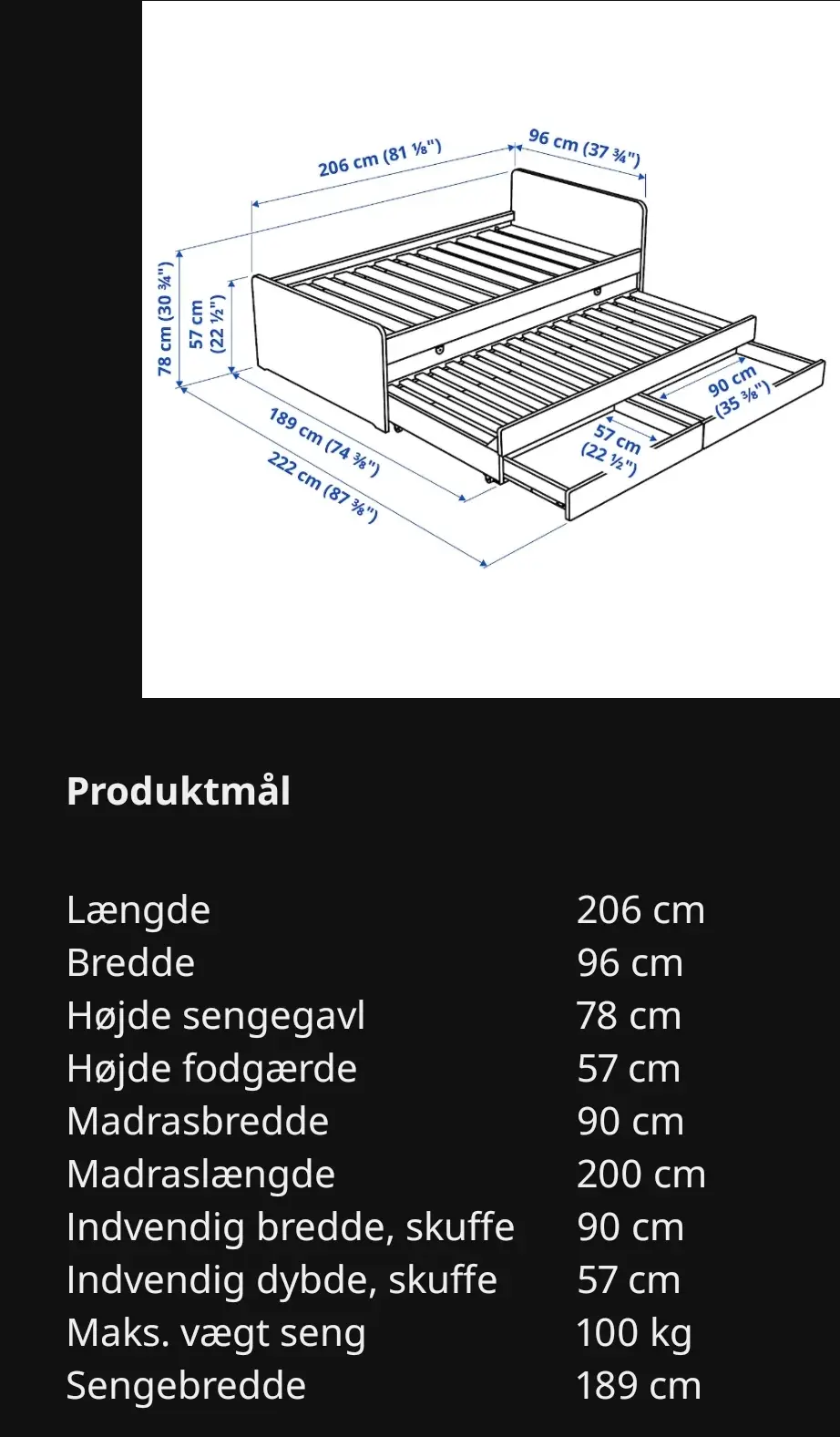 IKEA Släkt udtræksseng med skuffer