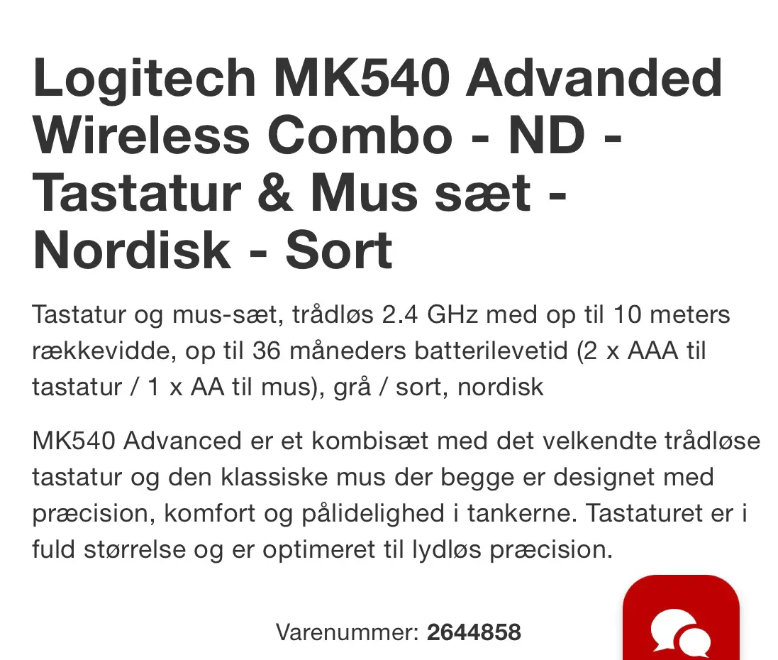 Ny! 650kr! Logitech advanced Keyboard mus wireless