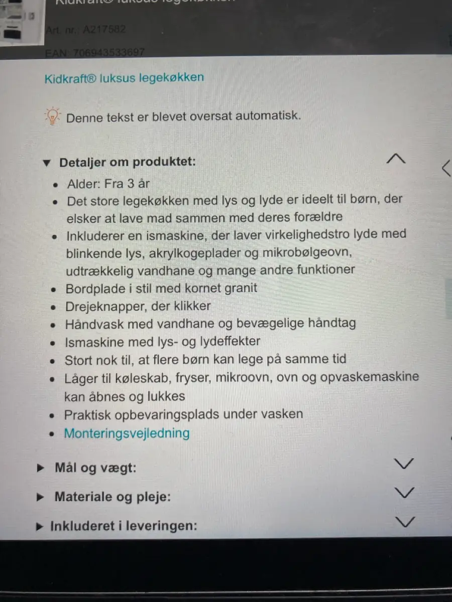 Kidkraft Køkken