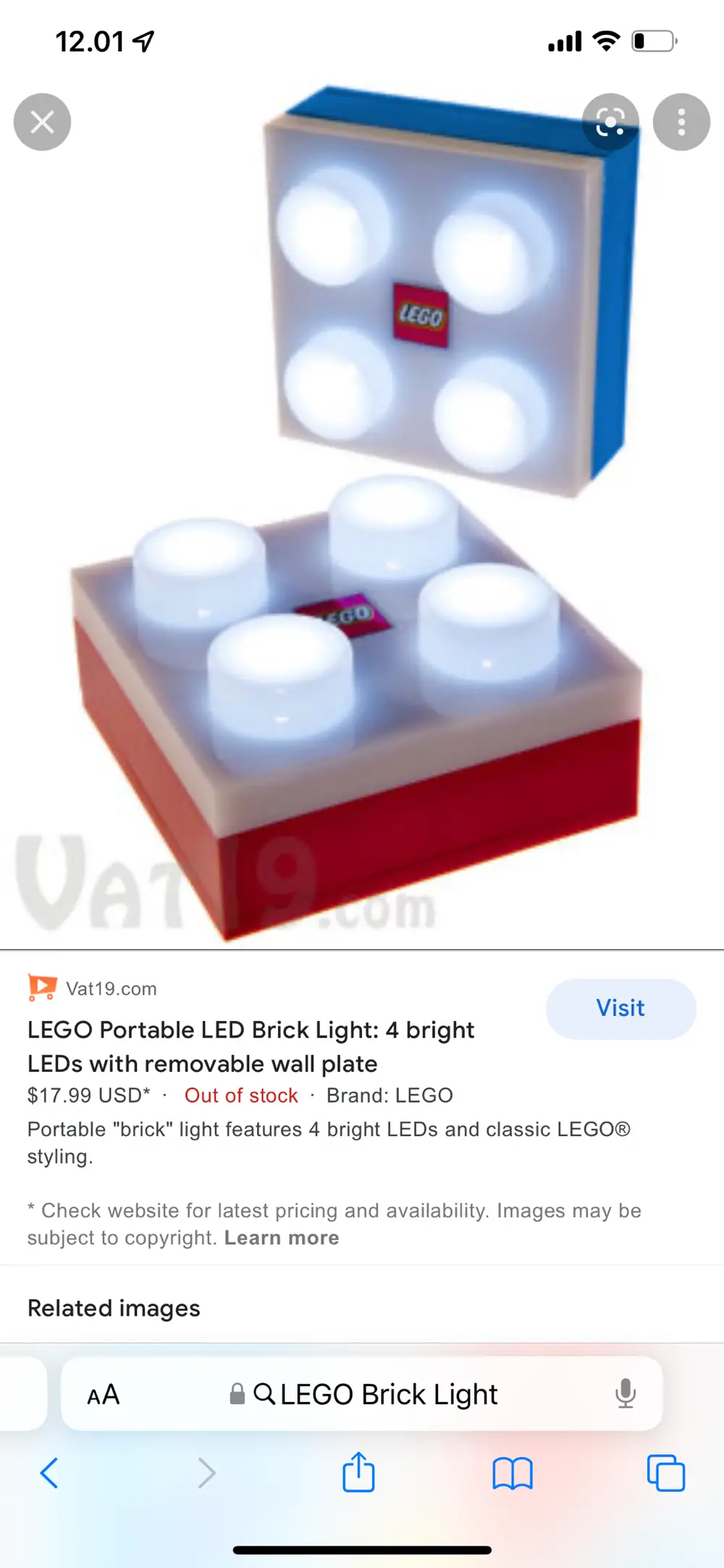 LEGO brick light