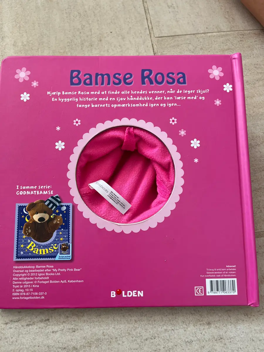 Bamse Rosa Bog med hånddukke