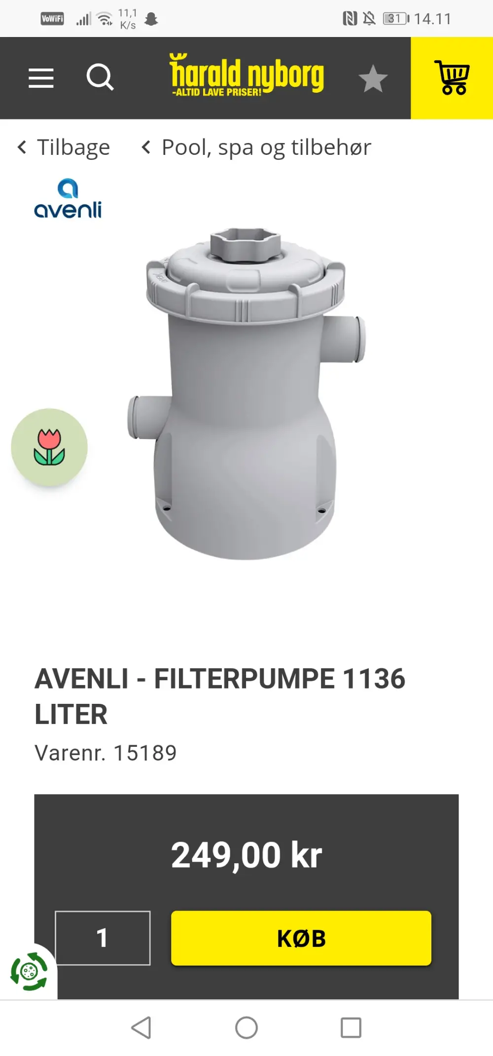 Avenli Filter pumpe til pool