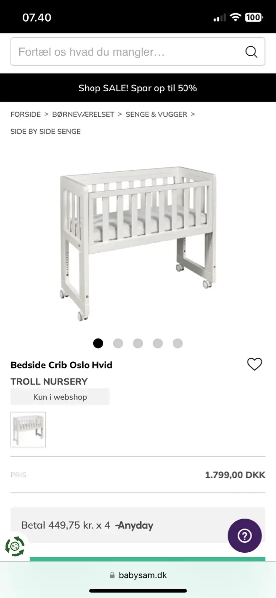 Troll Bedside Crib