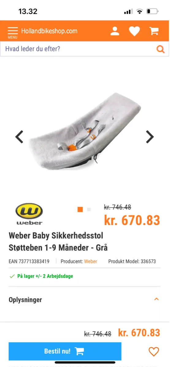 Weber teknik Baby Indsats til ladcykel