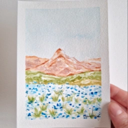 Ukendt Maleri"Blue Mountain Flowers"
