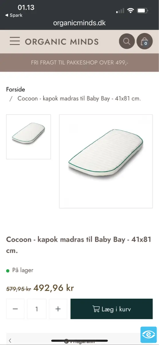 Cocoon Kapok madras til Baby Bay