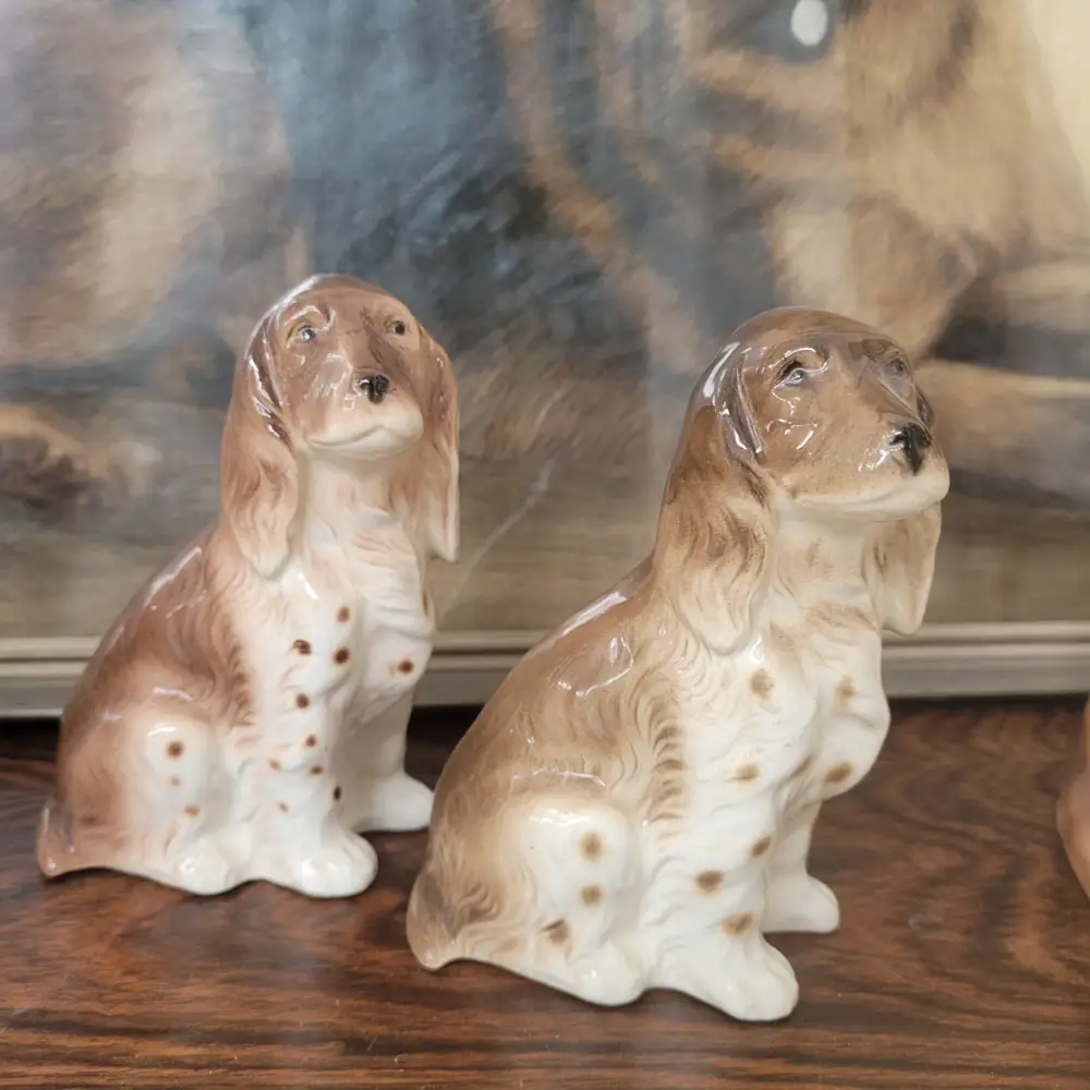 Vintage Porcelæns hunde og billeder