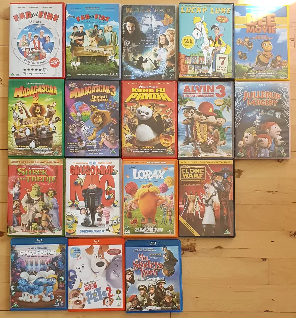 Diverse børne- og animationsfilm DVD og BluRay