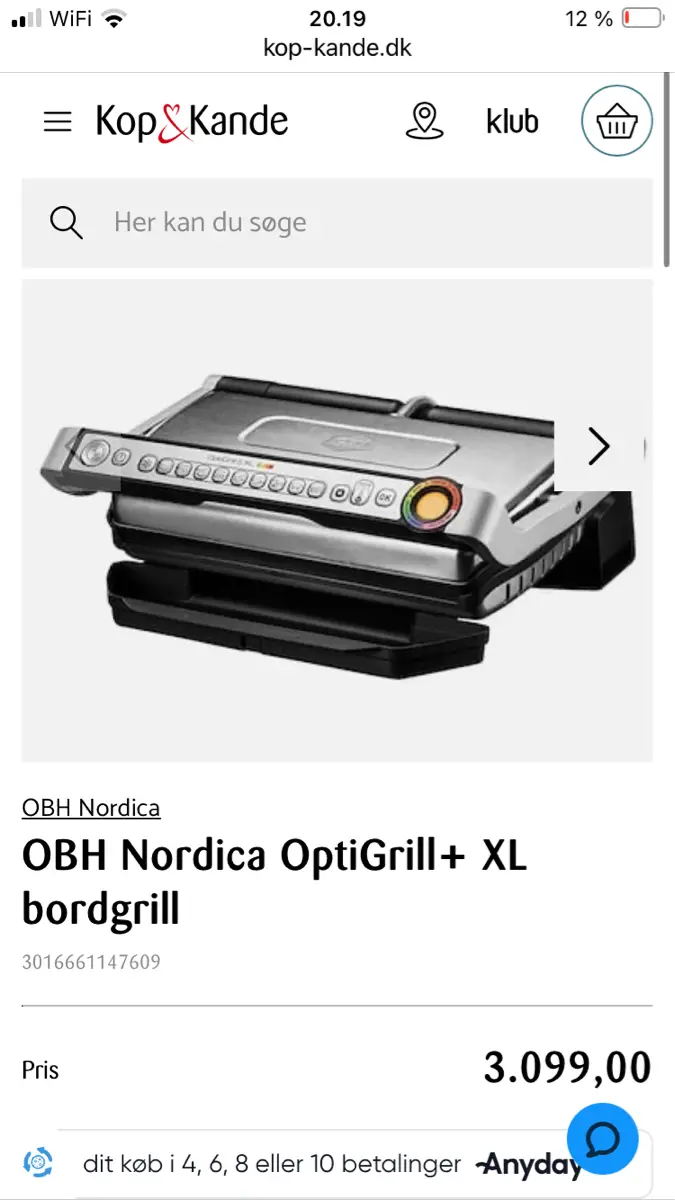 OBH Optigrill+ XL bordgrill